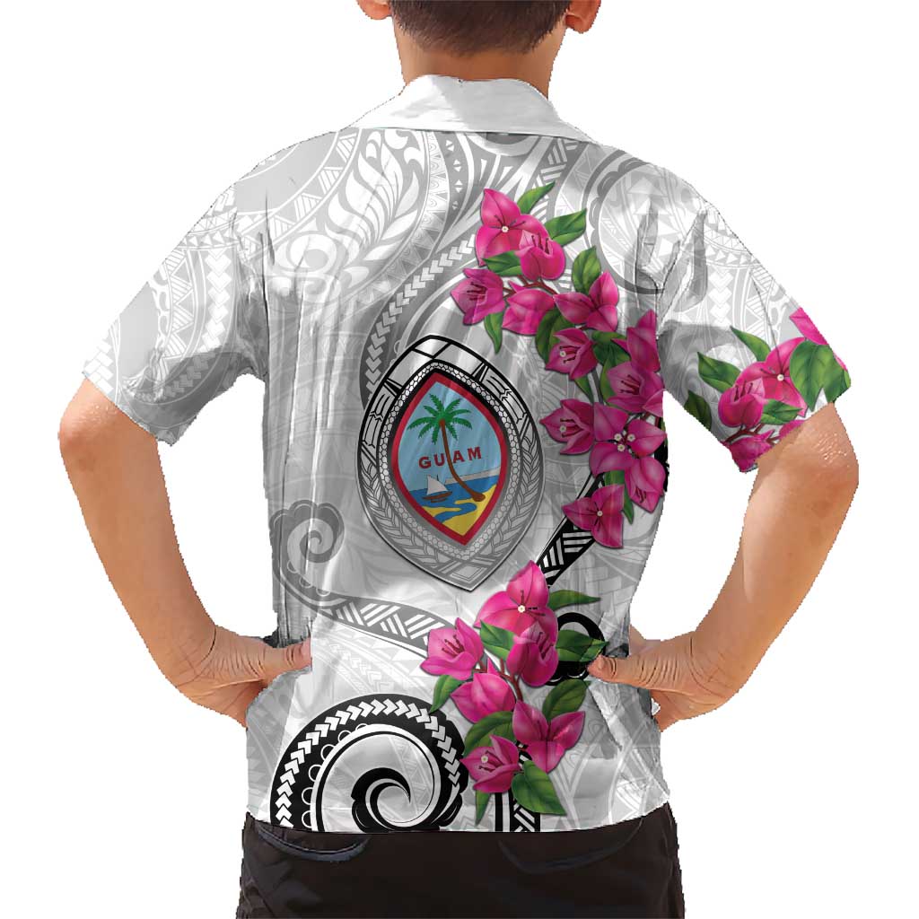Guam Chamorro Hawaiian Shirt Curves Polynesian Tattoo Mix Bougainvillea