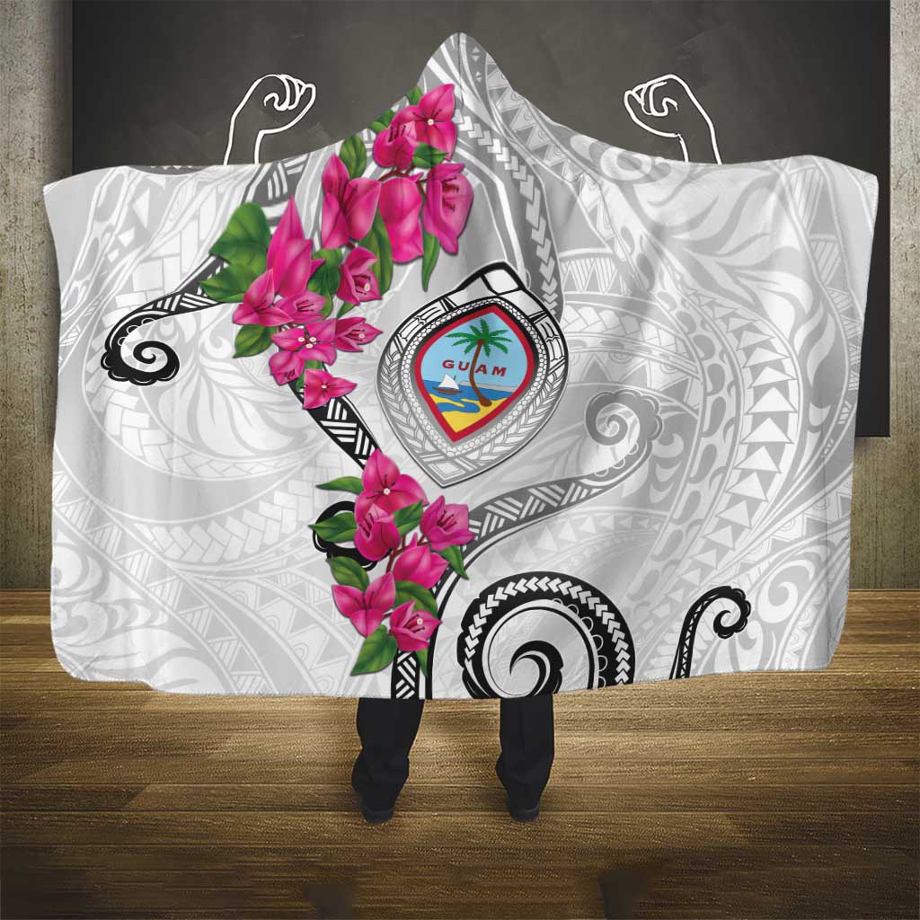 Guam Chamorro Hooded Blanket Curves Polynesian Tattoo Mix Bougainvillea