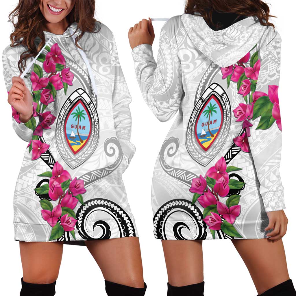 Guam Chamorro Hoodie Dress Curves Polynesian Tattoo Mix Bougainvillea LT05 - Polynesian Pride