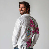 Guam Chamorro Long Sleeve Polo Shirt Curves Polynesian Tattoo Mix Bougainvillea