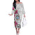 Guam Chamorro Off The Shoulder Long Sleeve Dress Curves Polynesian Tattoo Mix Bougainvillea