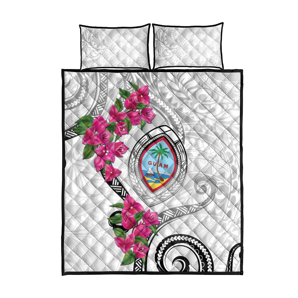 Guam Chamorro Quilt Bed Set Curves Polynesian Tattoo Mix Bougainvillea