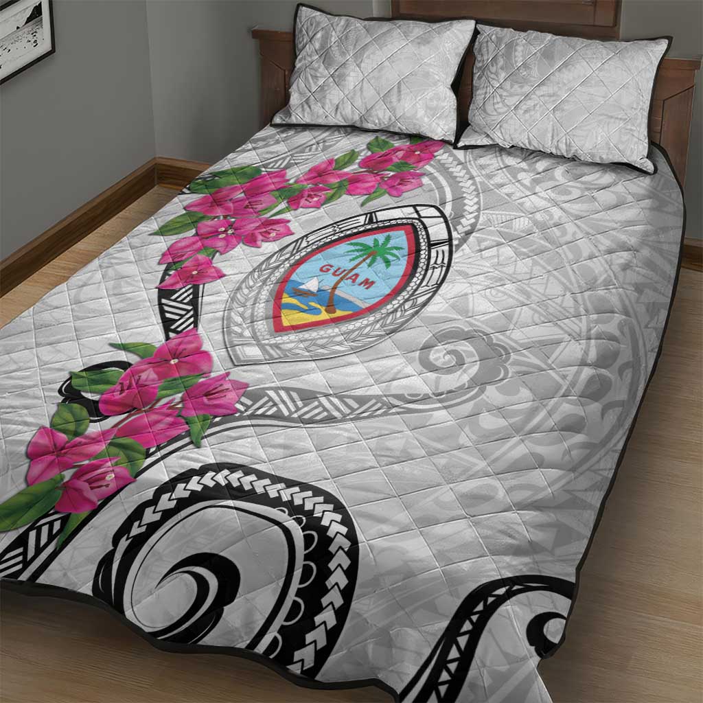 Guam Chamorro Quilt Bed Set Curves Polynesian Tattoo Mix Bougainvillea