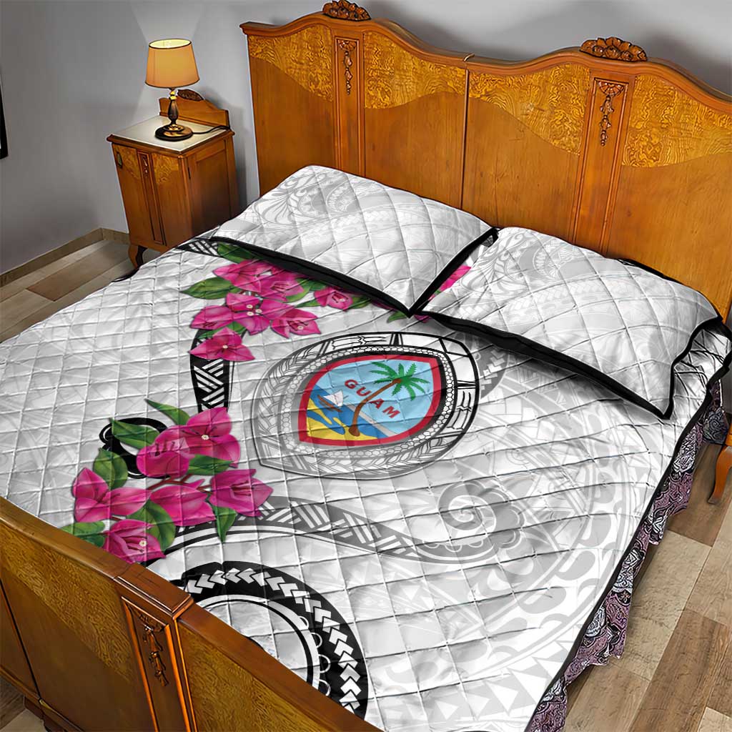 Guam Chamorro Quilt Bed Set Curves Polynesian Tattoo Mix Bougainvillea