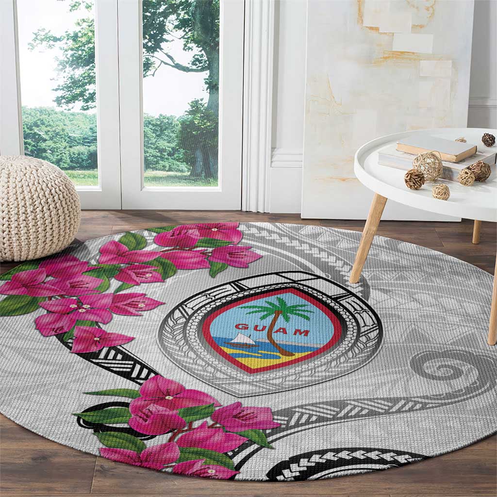Guam Chamorro Round Carpet Curves Polynesian Tattoo Mix Bougainvillea