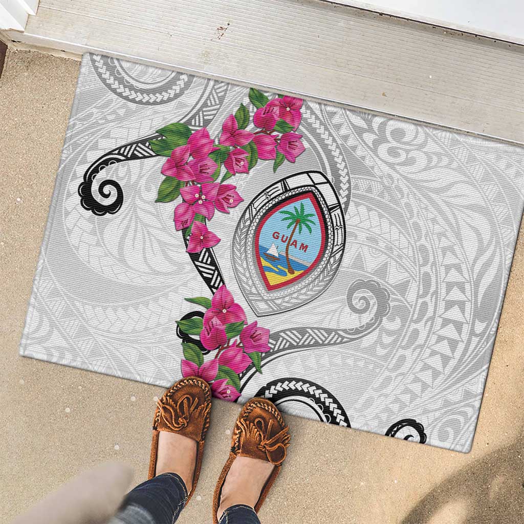 Guam Chamorro Rubber Doormat Curves Polynesian Tattoo Mix Bougainvillea