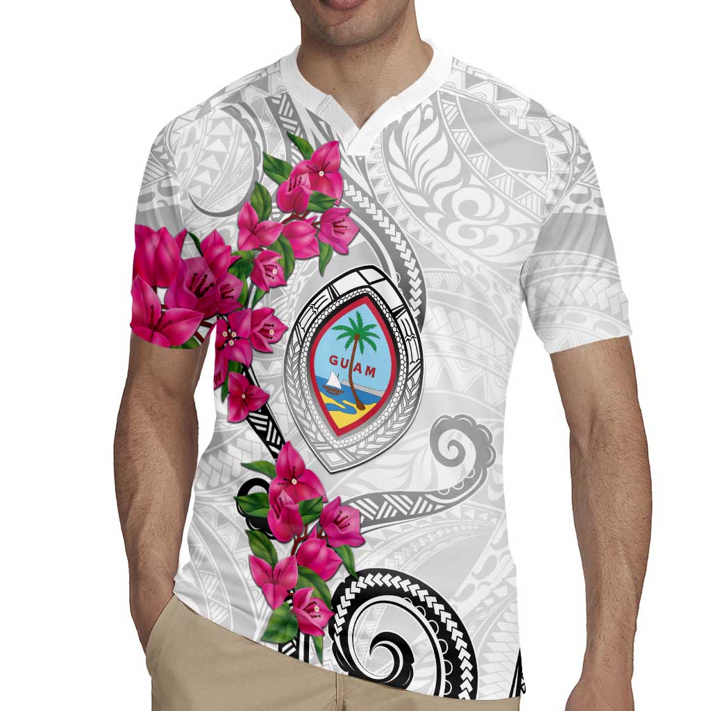 Guam Chamorro Rugby Jersey Curves Polynesian Tattoo Mix Bougainvillea