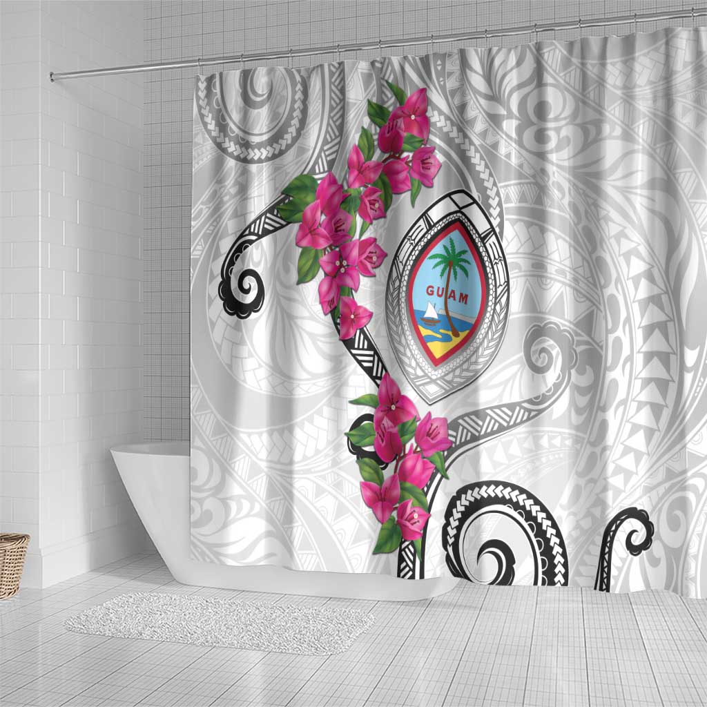 Guam Chamorro Shower Curtain Curves Polynesian Tattoo Mix Bougainvillea