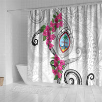 Guam Chamorro Shower Curtain Curves Polynesian Tattoo Mix Bougainvillea