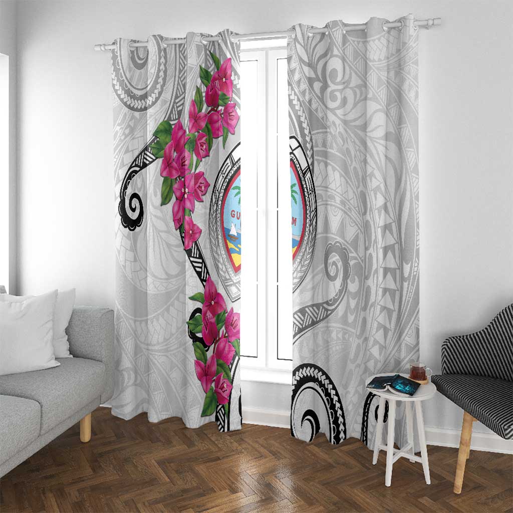 Guam Chamorro Window Curtain Curves Polynesian Tattoo Mix Bougainvillea