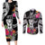 Hafa Adai Guam Couples Matching Long Sleeve Bodycon Dress and Long Sleeve Button Shirt Polynesian Tattoo Tropical Flowers