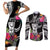 Hafa Adai Guam Couples Matching Short Sleeve Bodycon Dress and Long Sleeve Button Shirt Polynesian Tattoo Tropical Flowers