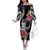 Hafa Adai Guam Family Matching Off The Shoulder Long Sleeve Dress and Hawaiian Shirt Polynesian Tattoo Tropical Flowers
