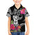 Hafa Adai Guam Family Matching Off The Shoulder Long Sleeve Dress and Hawaiian Shirt Polynesian Tattoo Tropical Flowers