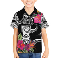 Hafa Adai Guam Kid Hawaiian Shirt Polynesian Tattoo Tropical Flowers