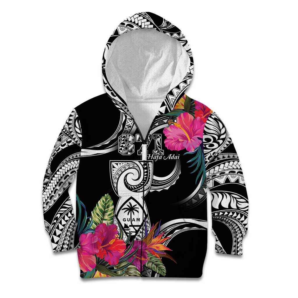 Hafa Adai Guam Kid Hoodie Polynesian Tattoo Tropical Flowers