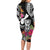 Hafa Adai Guam Long Sleeve Bodycon Dress Polynesian Tattoo Tropical Flowers