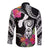 Hafa Adai Guam Long Sleeve Button Shirt Polynesian Tattoo Tropical Flowers