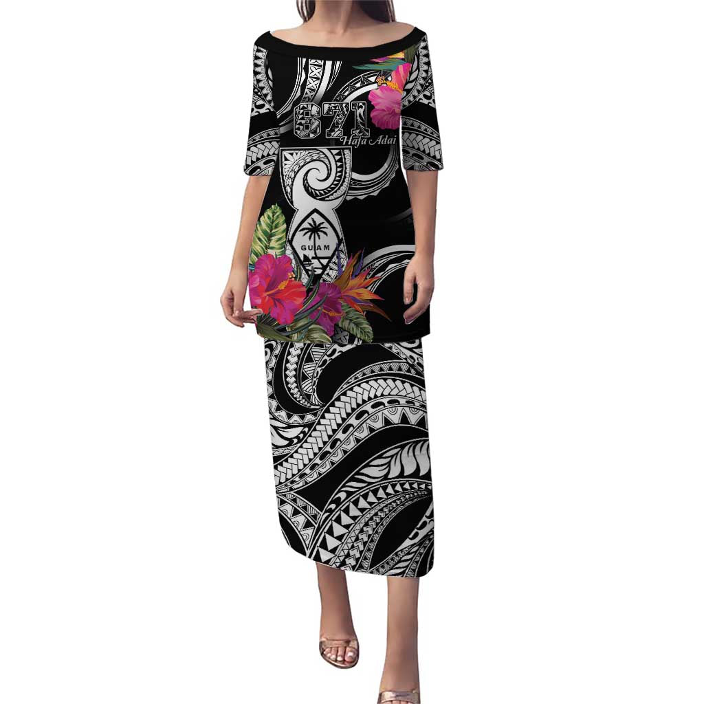 Hafa Adai Guam Puletasi Polynesian Tattoo Tropical Flowers