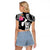 Hafa Adai Guam Raglan Cropped T Shirt Polynesian Tattoo Tropical Flowers