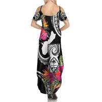 Hafa Adai Guam Summer Maxi Dress Polynesian Tattoo Tropical Flowers