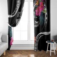 Hafa Adai Guam Window Curtain Polynesian Tattoo Tropical Flowers