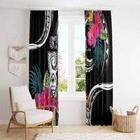 Hafa Adai Guam Window Curtain Polynesian Tattoo Tropical Flowers