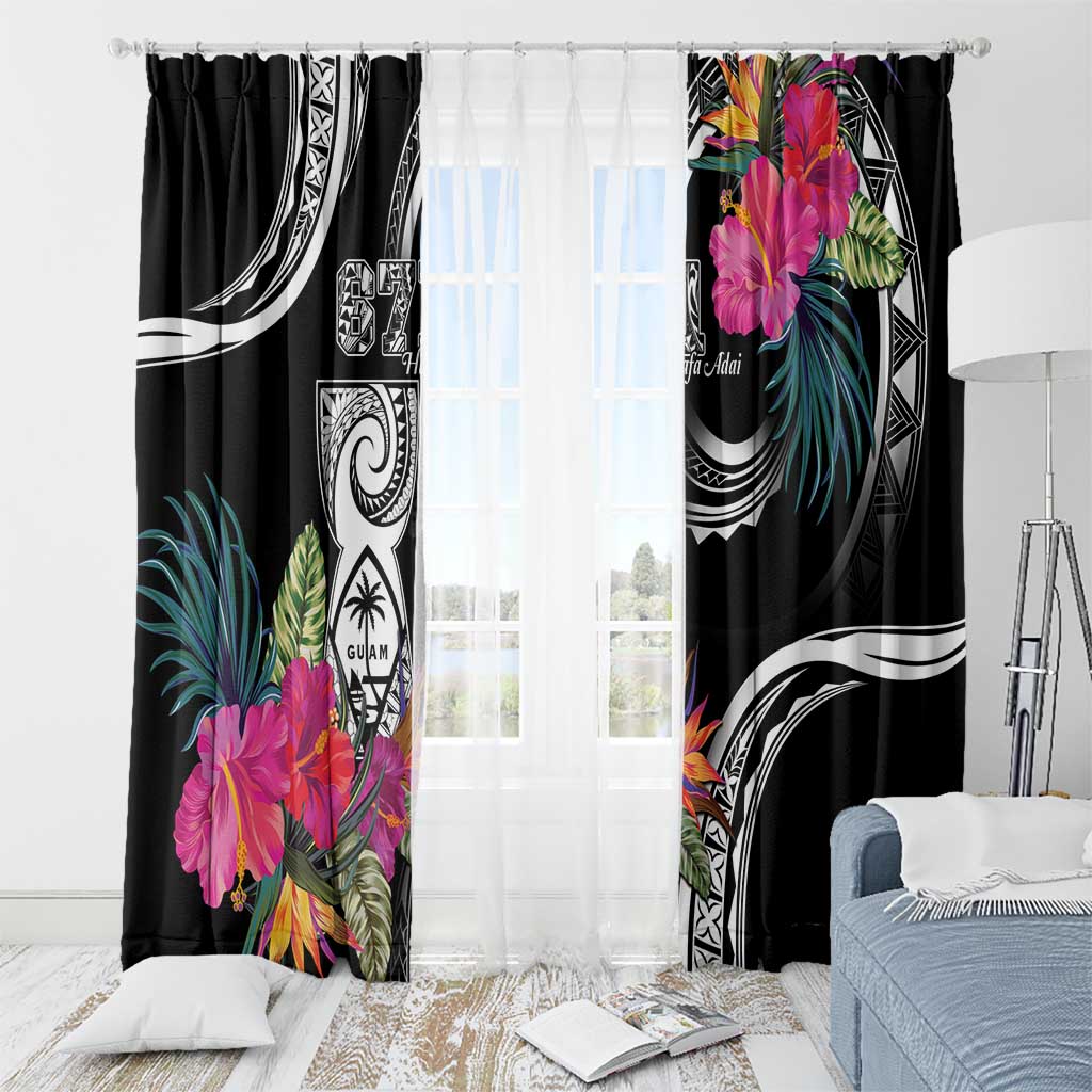 Hafa Adai Guam Window Curtain Polynesian Tattoo Tropical Flowers
