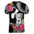 Hafa Adai Guam Women V-Neck T-Shirt Polynesian Tattoo Tropical Flowers