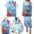 Hafa Adai Guam Family Matching Puletasi and Hawaiian Shirt Tropical Flowers Blue Gradient