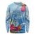 Hafa Adai Guam Long Sleeve Shirt Tropical Flowers Blue Gradient