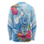 Hafa Adai Guam Long Sleeve Shirt Tropical Flowers Blue Gradient