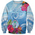 Hafa Adai Guam Sweatshirt Tropical Flowers Blue Gradient