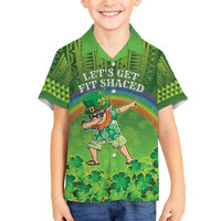 Personalised Hawaii Saint Patrick's Day Family Matching Off The Shoulder Long Sleeve Dress and Hawaiian Shirt Let's Get Fit Shaced