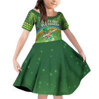 Personalised Hawaii Saint Patrick's Day Family Matching Off Shoulder Short Dress and Hawaiian Shirt Let's Get Fit Shaced LT05 Daughter's Dress Green - Polynesian Pride