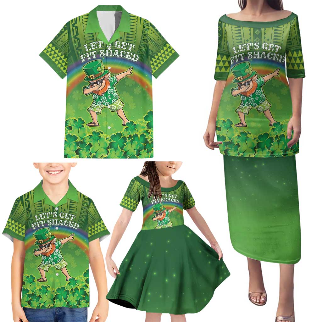 Personalised Hawaii Saint Patrick's Day Family Matching Puletasi and Hawaiian Shirt Let's Get Fit Shaced
