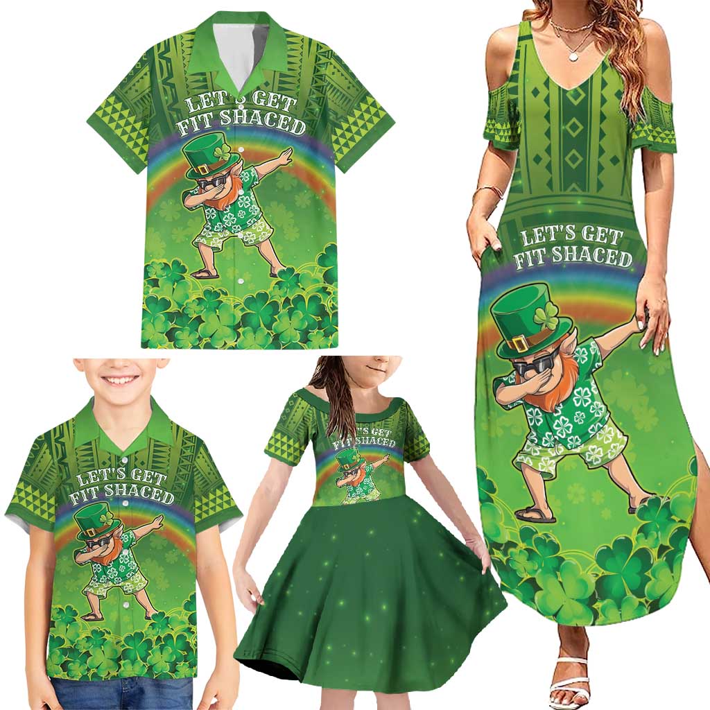 Personalised Hawaii Saint Patrick's Day Family Matching Summer Maxi Dress and Hawaiian Shirt Let's Get Fit Shaced LT05 - Polynesian Pride