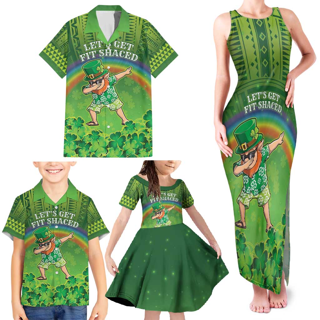 Personalised Hawaii Saint Patrick's Day Family Matching Tank Maxi Dress and Hawaiian Shirt Let's Get Fit Shaced LT05 - Polynesian Pride