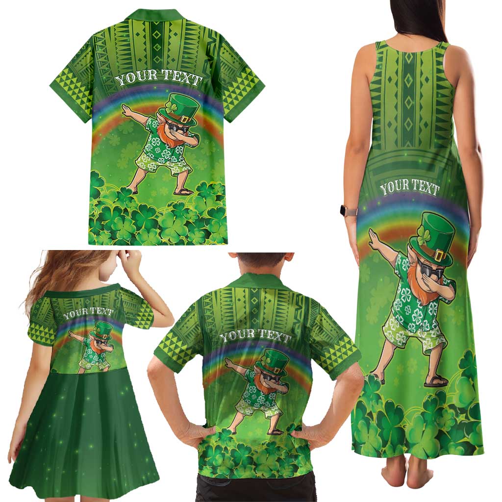 Personalised Hawaii Saint Patrick's Day Family Matching Tank Maxi Dress and Hawaiian Shirt Let's Get Fit Shaced LT05 - Polynesian Pride