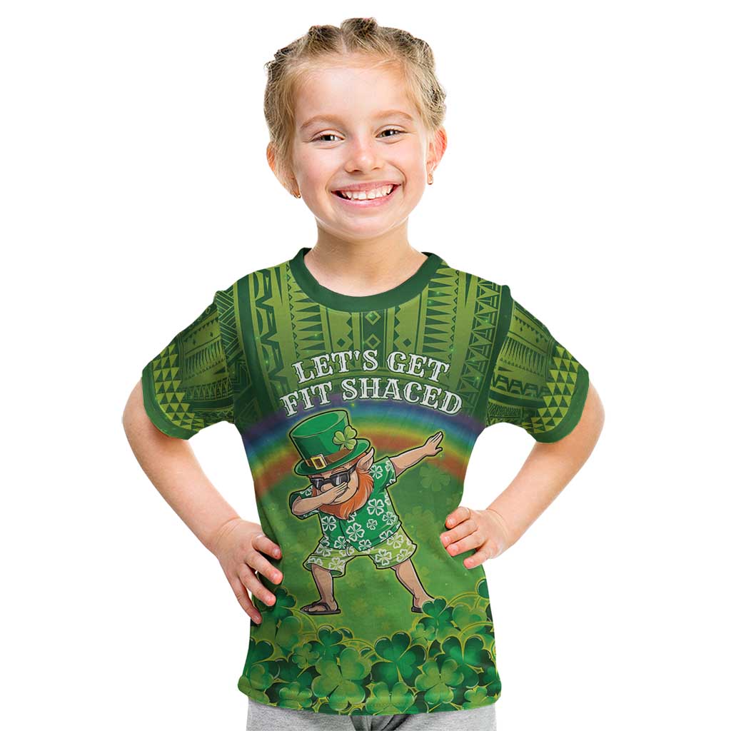 Personalised Hawaii Saint Patrick's Day Kid T Shirt Let's Get Fit Shaced LT05 Green - Polynesian Pride
