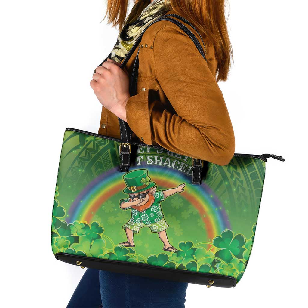 Hawaii Saint Patrick's Day Leather Tote Bag Let's Get Fit Shaced LT05 Green - Polynesian Pride