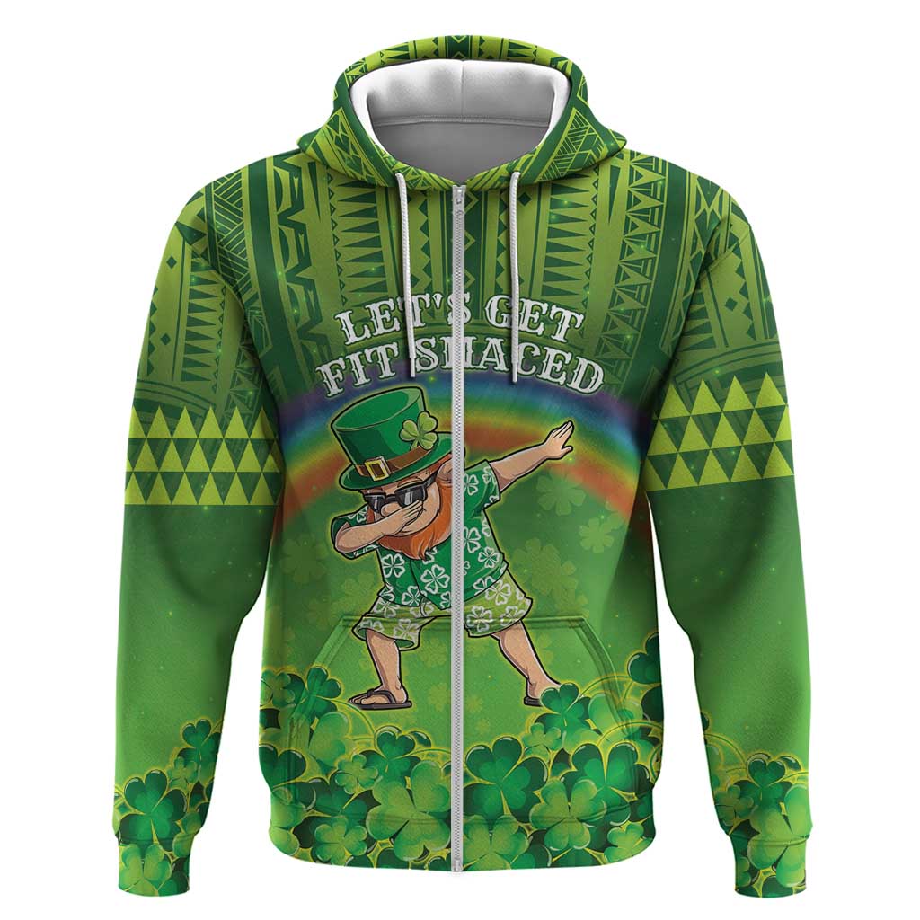 Personalised Hawaii Saint Patrick's Day Zip Hoodie Let's Get Fit Shaced LT05 Zip Hoodie Green - Polynesian Pride