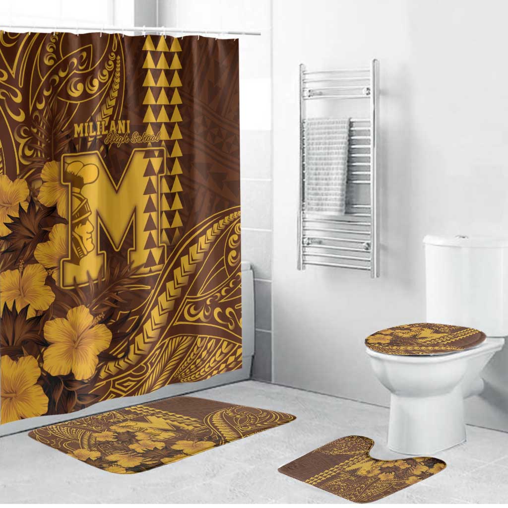 Hawaii Mililani High School Bathroom Set Tribal Tattoo With Hibiscus Flowers