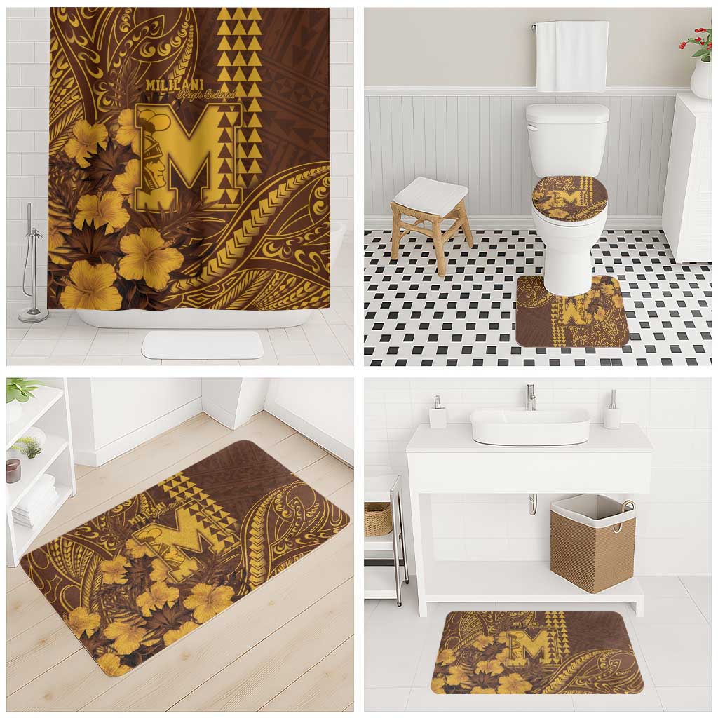 Hawaii Mililani High School Bathroom Set Tribal Tattoo With Hibiscus Flowers
