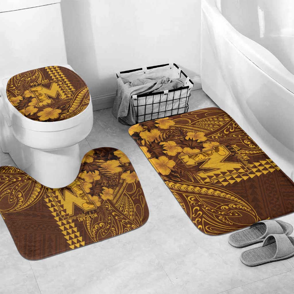 Hawaii Mililani High School Bathroom Set Tribal Tattoo With Hibiscus Flowers