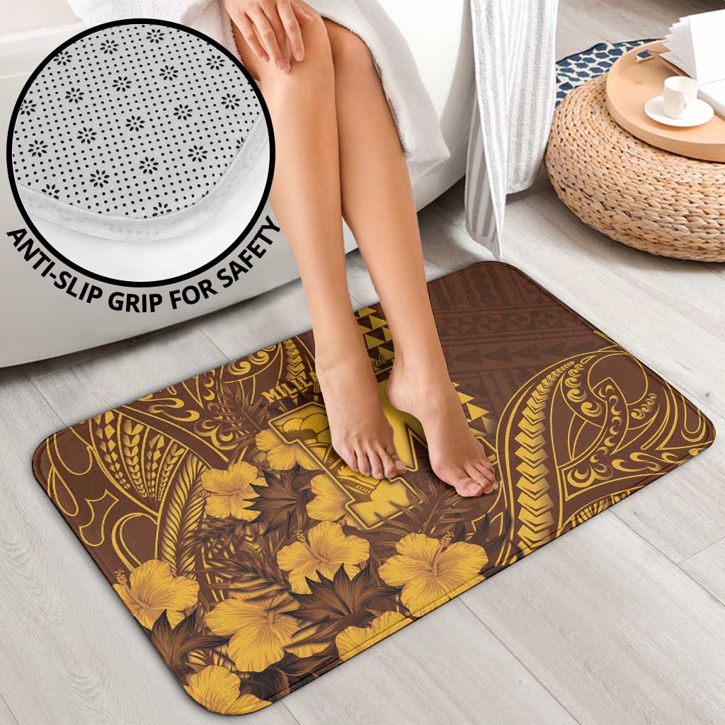 Hawaii Mililani High School Bathroom Set Tribal Tattoo With Hibiscus Flowers