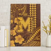 Hawaii Mililani High School Canvas Wall Art Tribal Tattoo With Hibiscus Flowers LT05 Without Frame Brown - Polynesian Pride