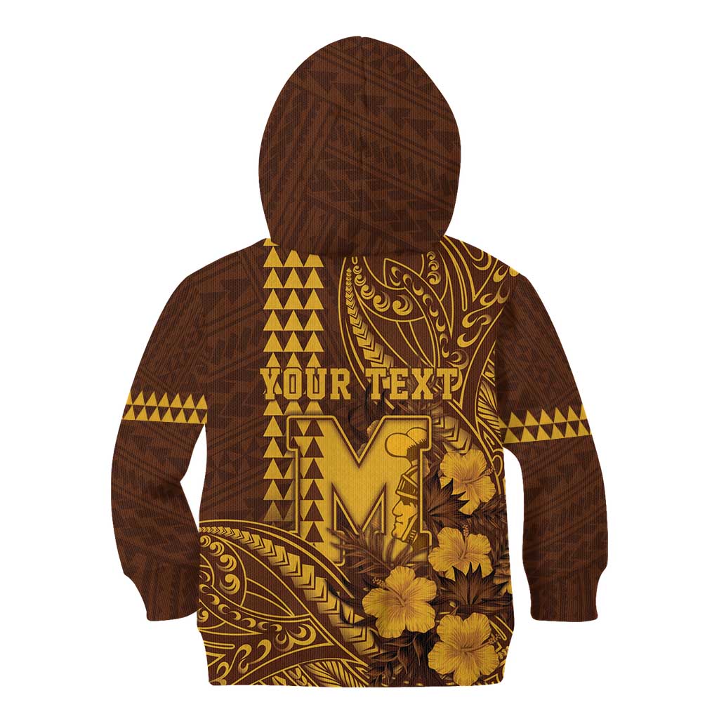 Personalised Hawaii Mililani High School Kid Hoodie Tribal Tattoo With Hibiscus Flowers