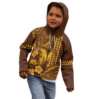 Personalised Hawaii Mililani High School Kid Hoodie Tribal Tattoo With Hibiscus Flowers