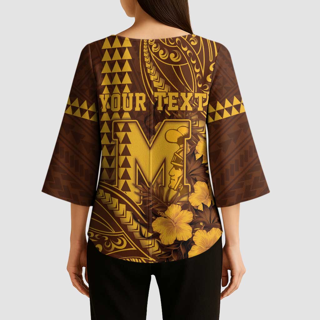 Personalised Hawaii Mililani High School Kimono Sleeve Blouse Tribal Tattoo With Hibiscus Flowers LT05 - Polynesian Pride